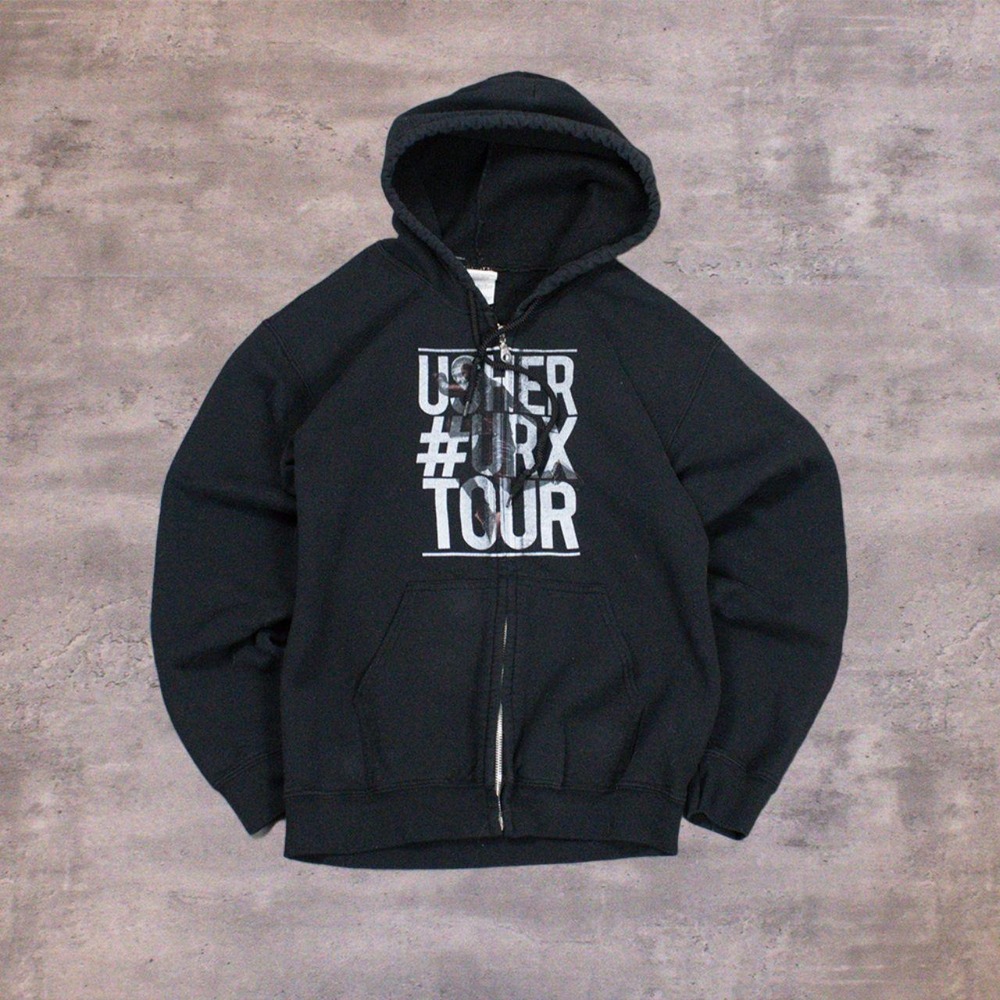 Vintage VTG 2000's 00's Usher URX Tour Zip Up Black Hoodie
